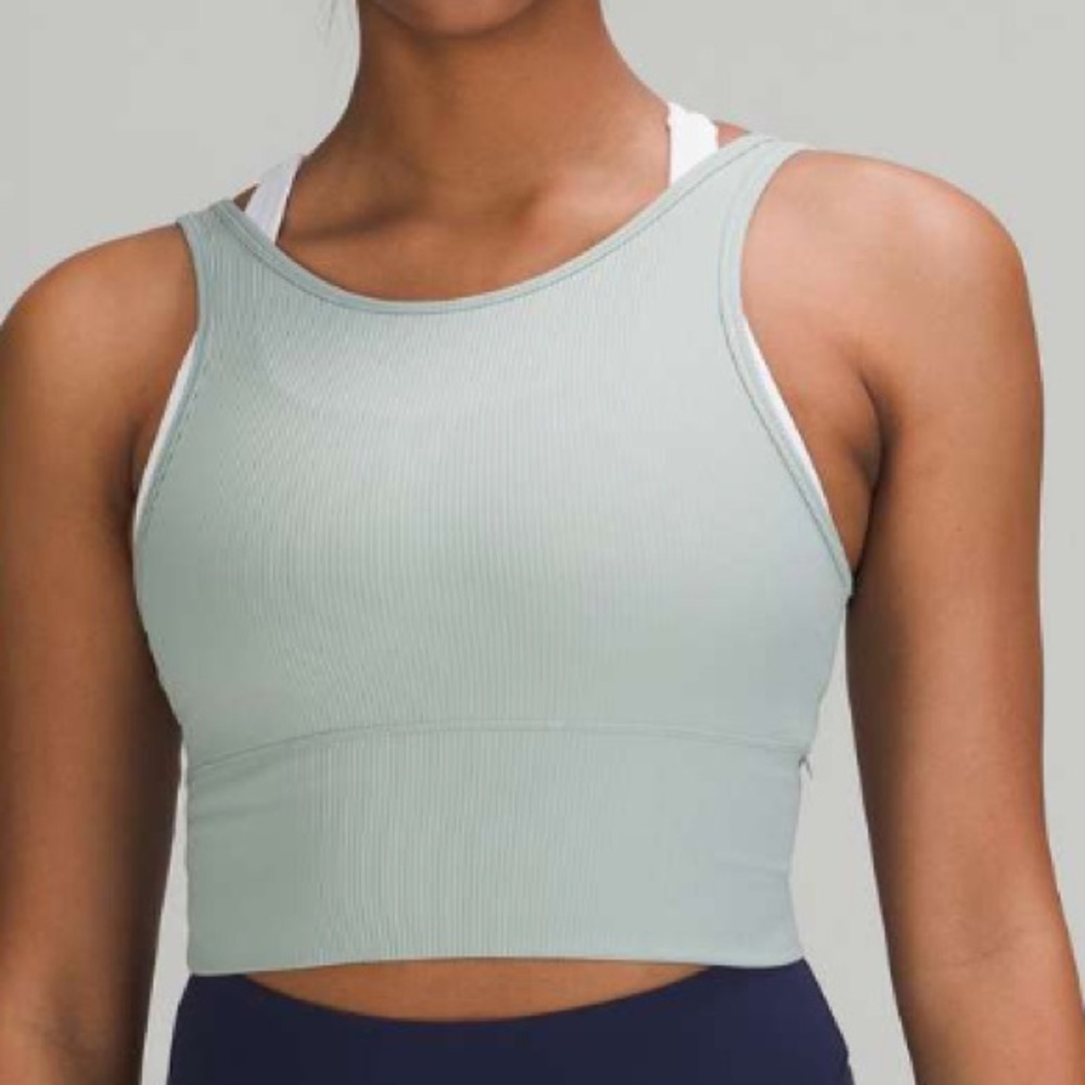 lululemon athletica Light Sage Ribbed Cropped Tank Top